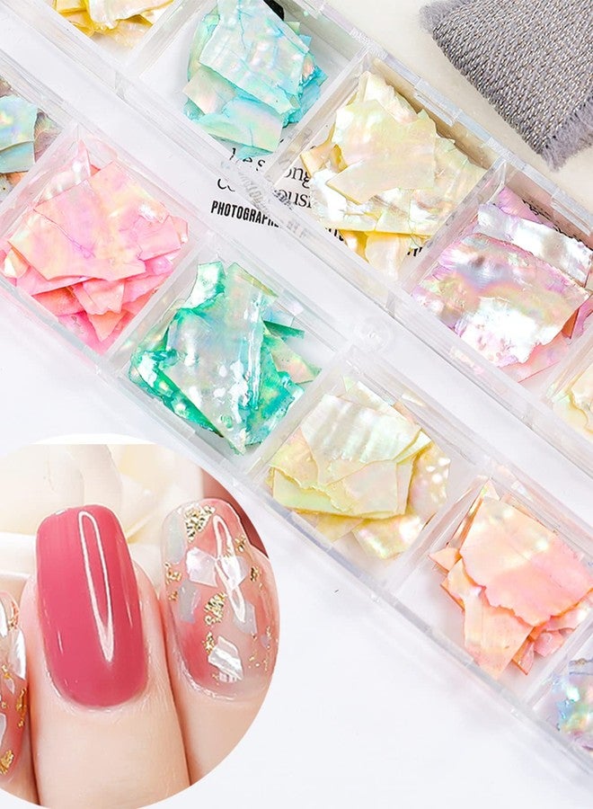 Wsimily 24 Grids Seashell Nail Art Nail Flakes, Wsimily Irregular Abalone Seashell Slices for Nails Colorful Abalone Flakes Manicure Mermaid Slices UV Gel Flake Nail Decorations for Nail Art - Image 4